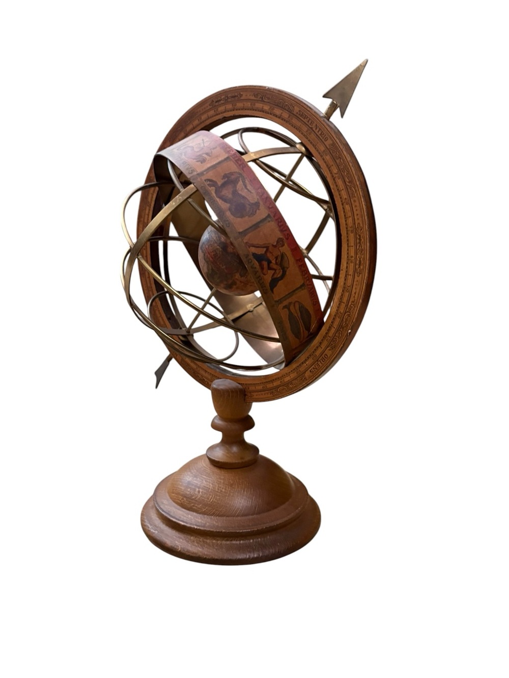 Vintage Decorative Armillary Sphere in Warm Brown and Brass - Picture 2 of 16